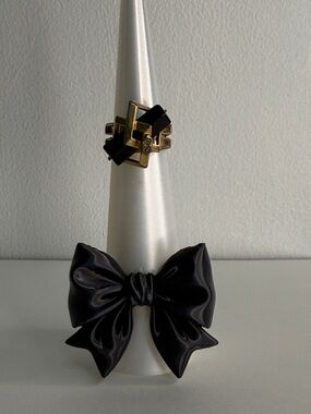 Gold and Black Geometric Ring Size 5